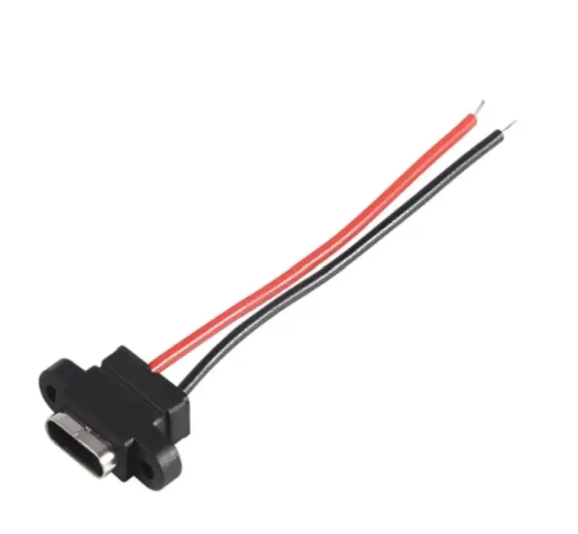 کانکتور TYPE-C USB مادگی  روپنلی پیچ خور 90 درجه